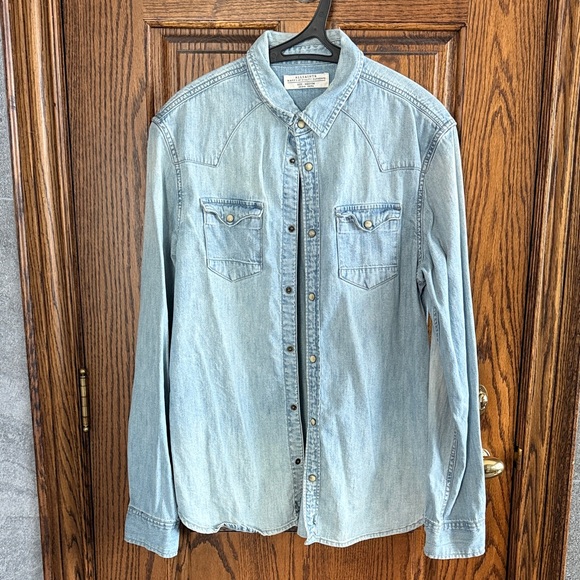 All Saints Other - All Saints Light Blue Denim Button-Down Shirt